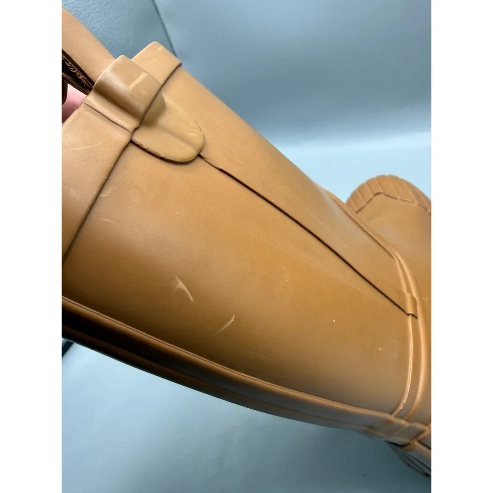 Zara Kids Rubber Rain Boots Camel Tan Waterproof Lug Sole EU 34 2002/631/102
